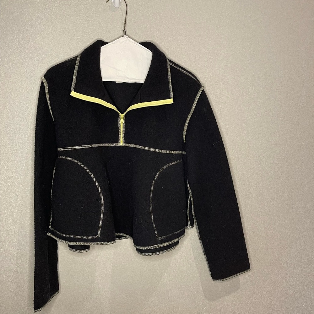 Urban outfitters size small black with lime green stitching zip crop top